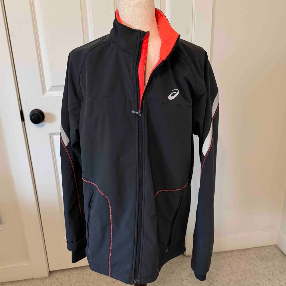 Asics Soft Shell Track Jacket Gray With Orange Li… - image 1